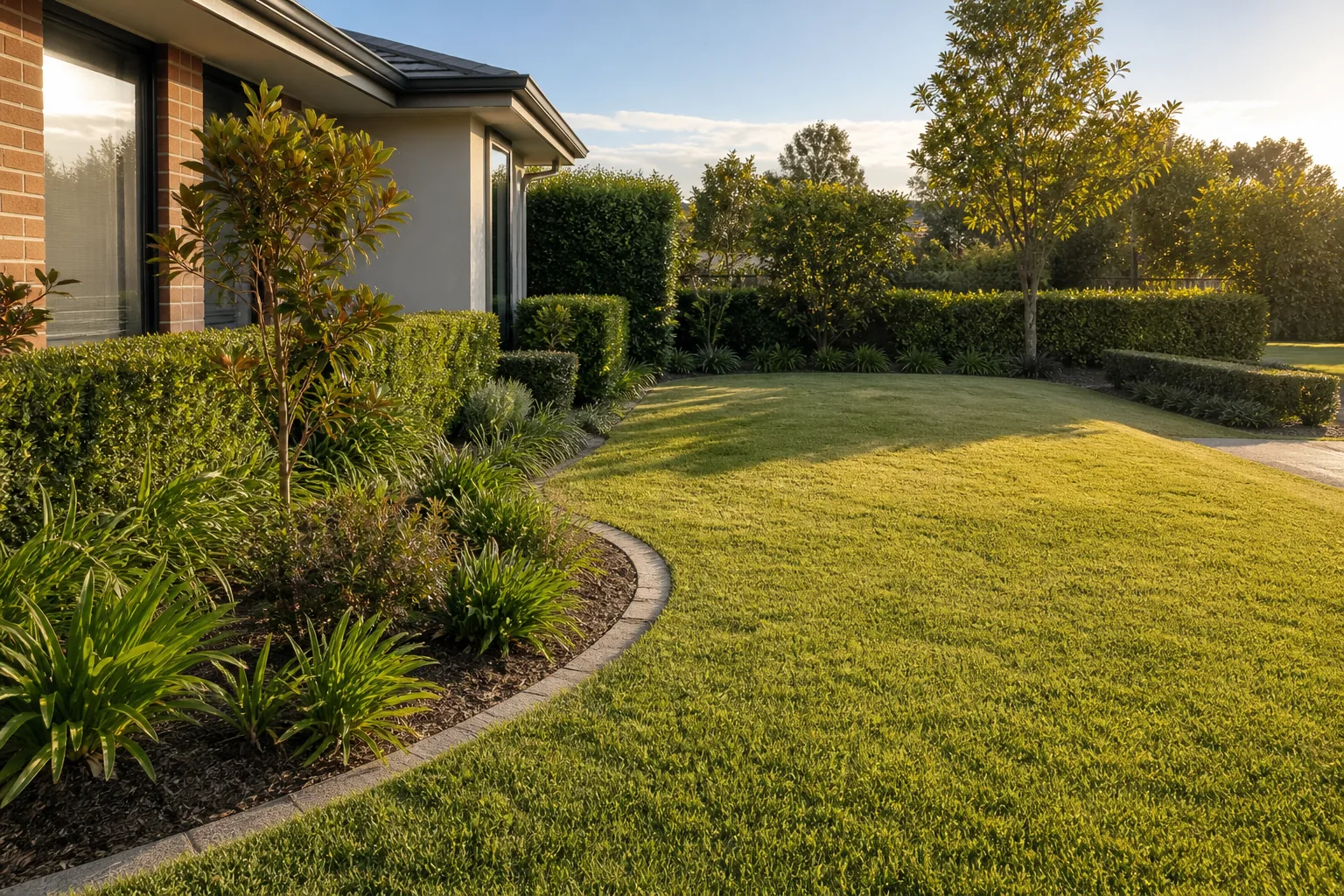Tidy front garden and lawn