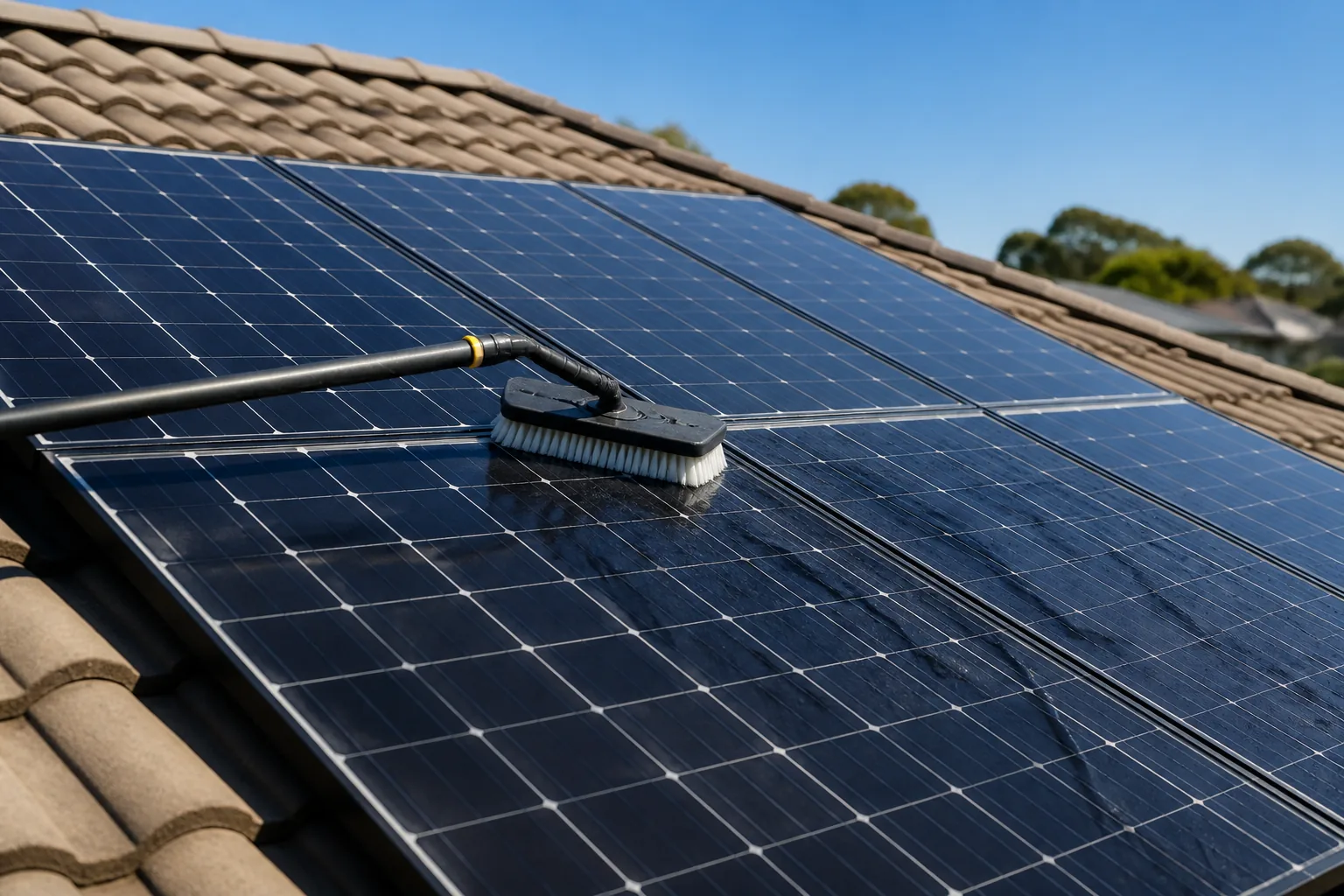 Solar panels on a tiled roof